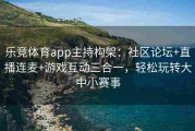 乐竞体育app主持构架：社区论坛+直播连麦+游戏互动三合一，轻松玩转大中小赛事